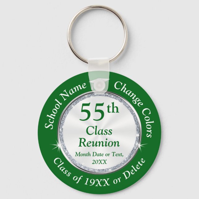 Green White, 55th Class Reunion, ANY YEAR, COLOR, Keychain (Front)