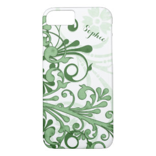 Green White Abstract Floral Personalized Case-Mate iPhone Case