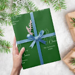 Green white abstract reindeer modern Christmas Wrapping Paper<br><div class="desc">Green background,  and a pattern of white abstract one line reindeer.  Personalize and add your name and year. Text; Merry Christmas</div>