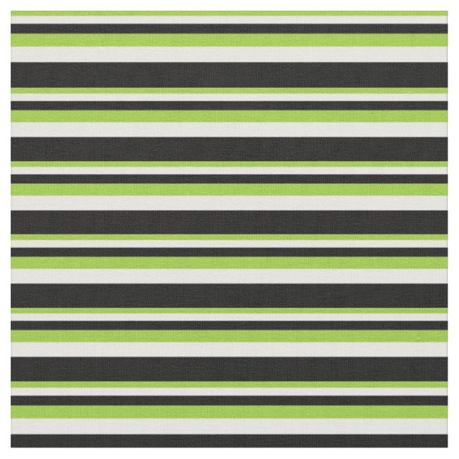 Green, White, and Black Coloured Striped Pattern Fabric (Close Up)
