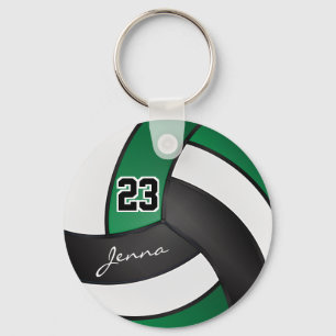 Green, White and Black Volleyball - Customize  Keychain