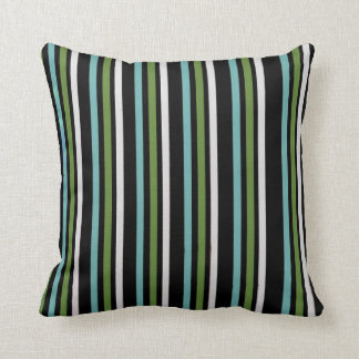 Green, White and Blue Stripes Outdoor Pillow