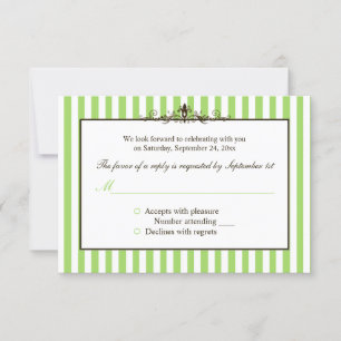 Green, White, and Brown Striped Reply Card