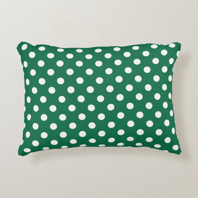 green, white and green polka dots accent pillow (Front)