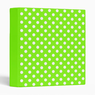green, white and green polka dots  binder