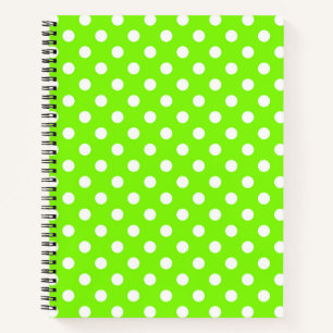 green, white and green polka dots   notebook