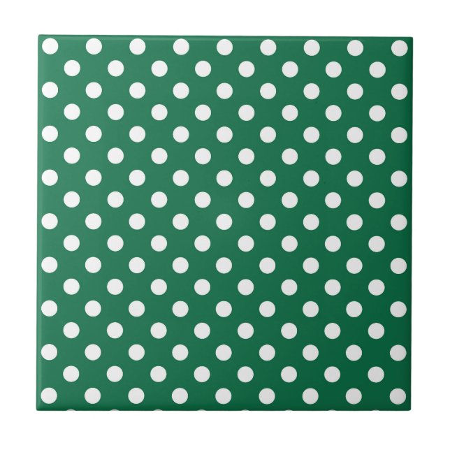 green, white and green polka dots tile (Front)