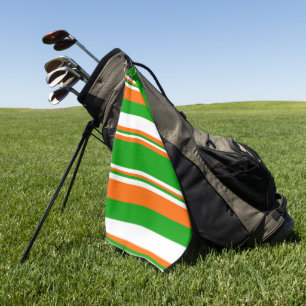 Green, White and Orange Stripes  Golf Towel