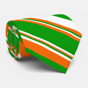 Green, White and Orange Stripes Tie