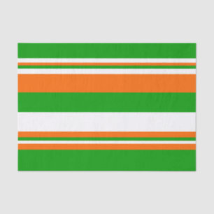 Green, White and Orange Stripes Tissue Paper