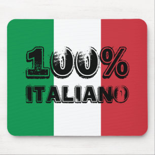 Green White and Red Tricolor 100% Italiano Mouse Pad