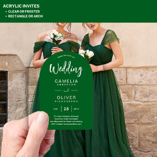 Green White Arch Acrylic Wedding Invites Modern Acrylic Invitations