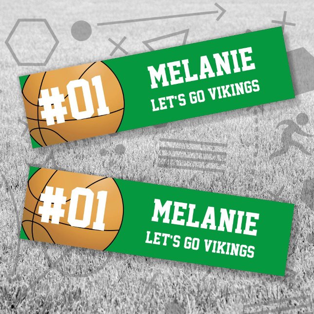 Green White Baseball Team Bumper Sticker (Green and White Baseball Let's Go Team Bumper Sticker. Celebrate your high school / college athlete.)