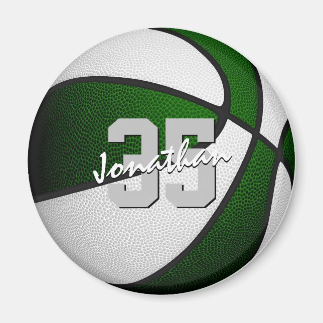 green white basketball team colours personalized magnet (Front)