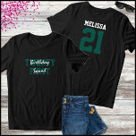 Green & White Birthday Squad 21st Birthday<br><div class="desc">Celebrate your 21st. Birthday with friends and family in style with this green and white typography design everyone at the party can wear featuring “twenty first birthday squad” in bold and script text on the front with a place for friend/family members names and birthday girls age number on the back....</div>