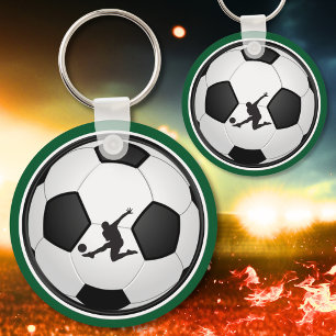 Green, White, Black Personalized Soccer Keychains
