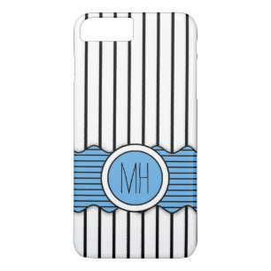 Green White Black Pinstripes Pattern iPhone 8 Plus/7 Plus Case