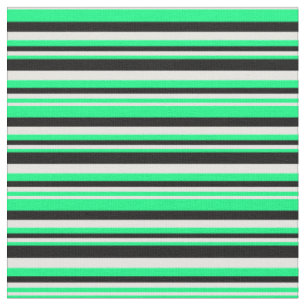 Green, White & Black Striped/Lined Pattern Fabric