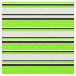 Green, White & Black Striped/Lined Pattern Fabric