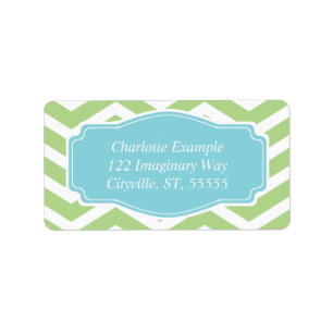 Green White Blue Chevron Personal Label