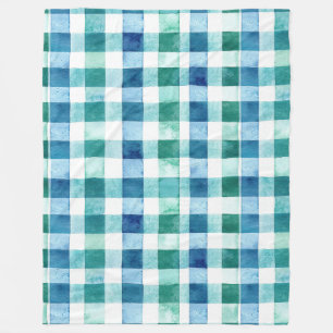 Green White Blue Plaid Stripes Christmas Fleece Blanket