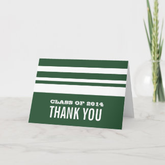 Green/White Bold Stripes Grad Thank You Card