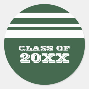 Green/White Bold Stripes Graduation Stickers
