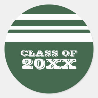 Green/White Bold Stripes Graduation Stickers