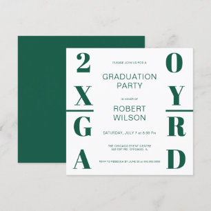 Green White Bold Typography Graduation Party Invitation