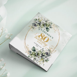 Green White Botanical 80th Birthday Memory Album Binder