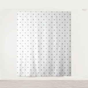 Green & White Botanical Block Print Wedding Tapestry