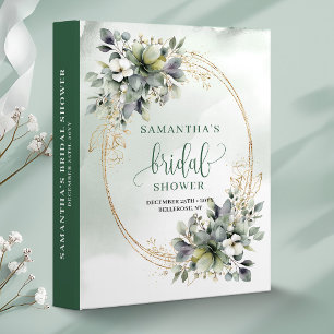 Green White Botanical Bridal Shower Memory Album Binder
