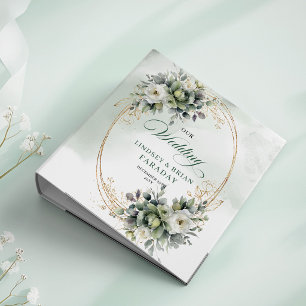 Green White Botanical Watercolor Wedding Memory Al Binder