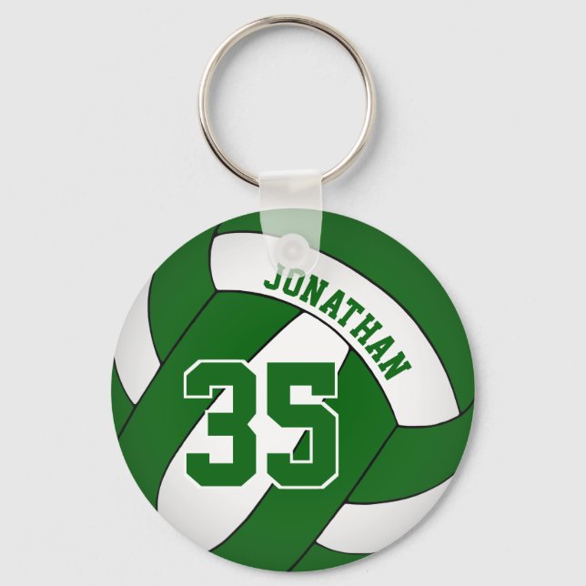 green white boys' team colours volleyball keychain (Front)