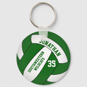 green white boys' team name volleyball keychain
