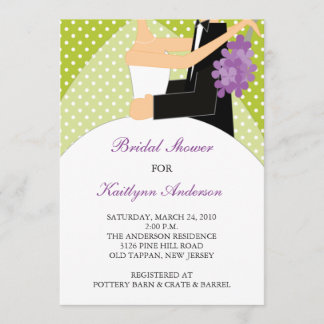 Green & White Bride Bridal Shower Invitation