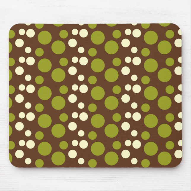 Green White Brown Polka Dots Pattern Mouse Pad (Front)