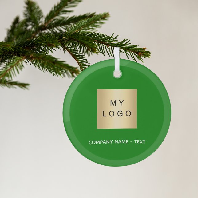 Green white business company logo glass ornament (Creator Uploaded)