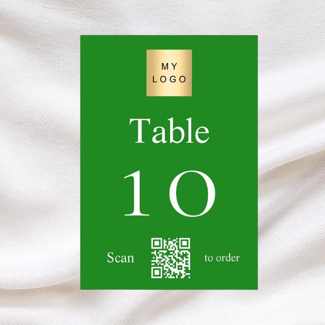Green white business logo QR code table number (Creator Uploaded)
