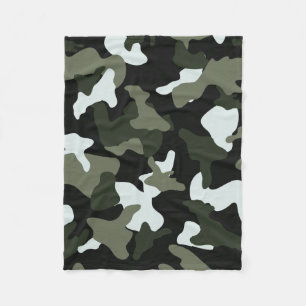 Green White camo camouflage army pattern Fleece Blanket