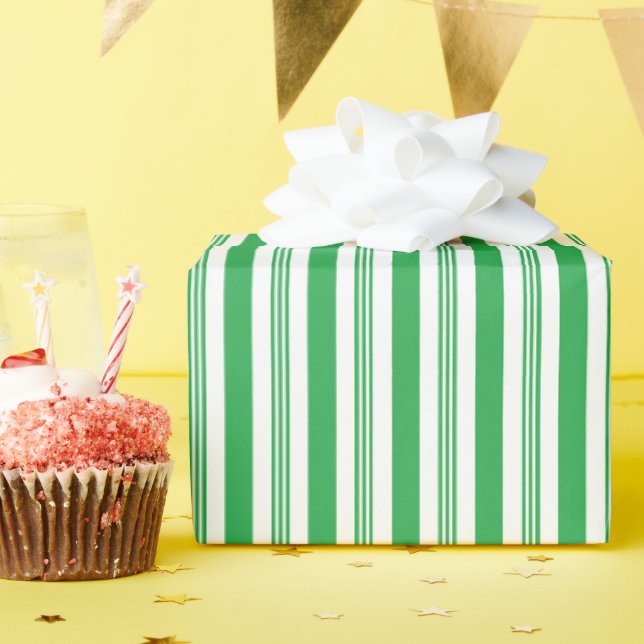 Green & White Candy Cane Striped Wrapping Paper (Birthday Party)