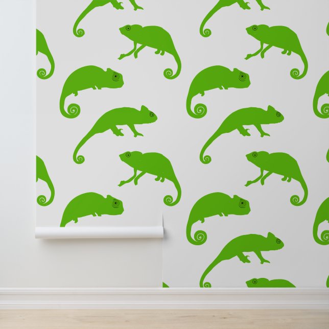 Green White Chameleon Pattern Wallpaper (Application)