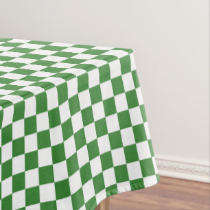 Green white check pattern tablecloth