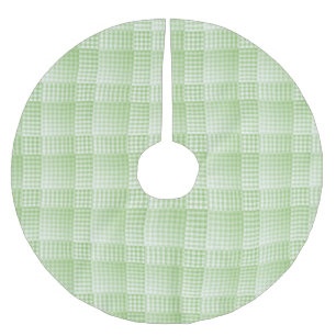 Green White Checker Abstract Pattern Brushed Polyester Tree Skirt