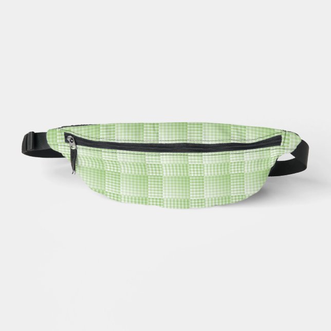 Green White Checker Abstract Pattern Fanny Pack (Front)