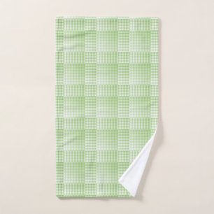 Green White Checker Abstract Pattern Hand Towel