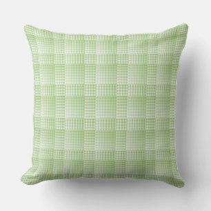 Green White Checker Abstract Pattern Throw Pillow
