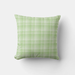 Green White Checker Abstract Pattern Throw Pillow