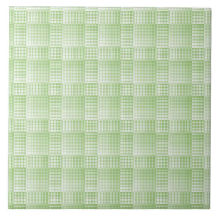 Green White Checker Abstract Pattern Tile