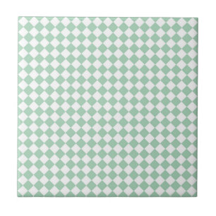 Green White Checker Diamond Pattern Tile